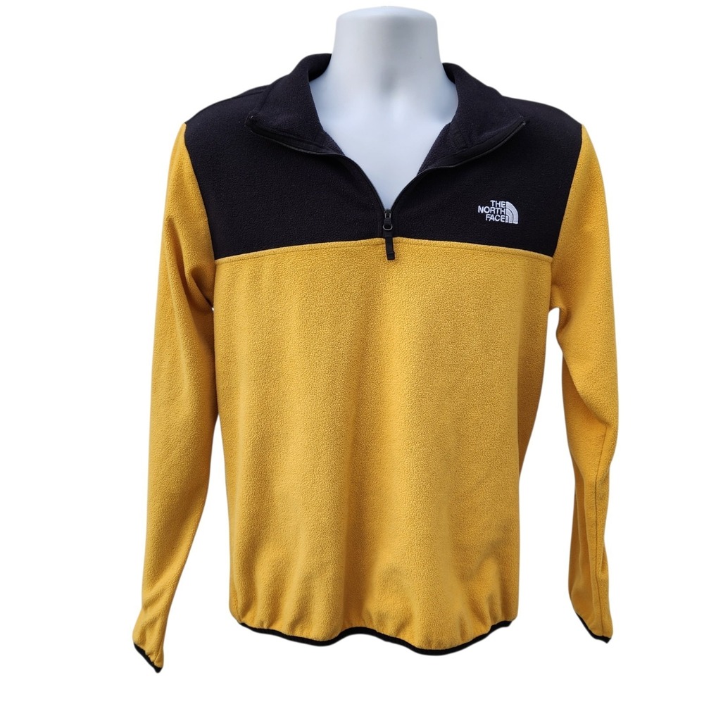 The North Face Mens Small 1/4 Zip Fleece Pullover Yellow Black Jacket S